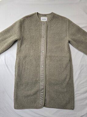 Wilfred Free Teddy Fleece Long Cardigan Coat | XS | Beige/Taupe